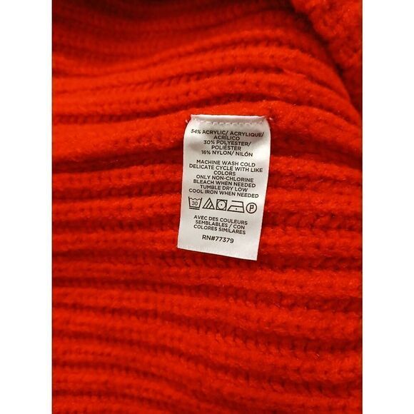 Ann Taylor women medium red pink soft ribbed knit mock neck sweater color block - Picture 6 of 6